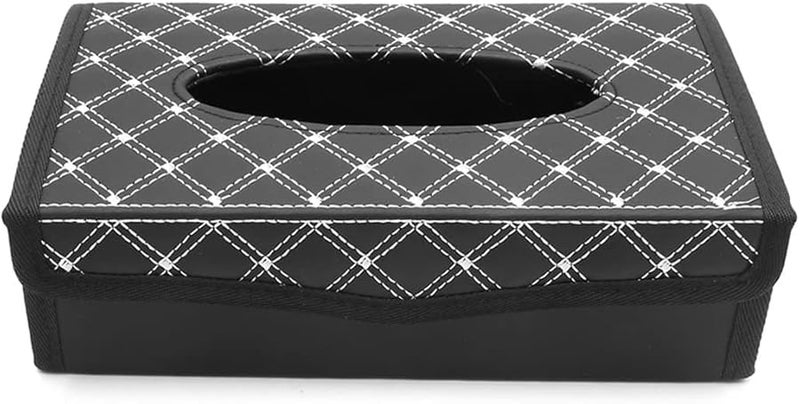 أبيض أسود حامل علبة مناديل السيارة القابل للطي حافظة مناديل السيارات - Image 2